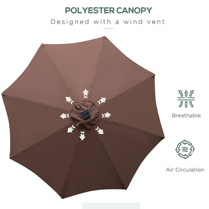 Umbrella Parasol 24 Solar LED-Brown/Coffee