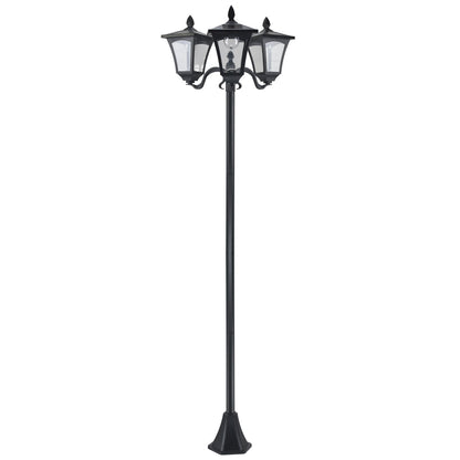1.8m Traditional Victorian Style 3 Way Head Outdoor Garden Solar Post Lamp Sensor Dimmable LED Lantern Bollard Pathway IP44  Black