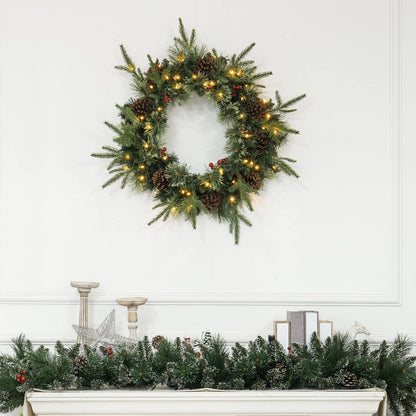 Pinecones & Berries Wreath Christmas Decoration - 60cm