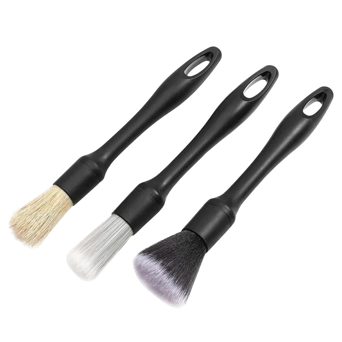 3pcs Car Detailing Brushes Set Soft Auto Detailing Brush Kit Interchangeable Different Sized Car Detail Cleaning Tool Reusable C