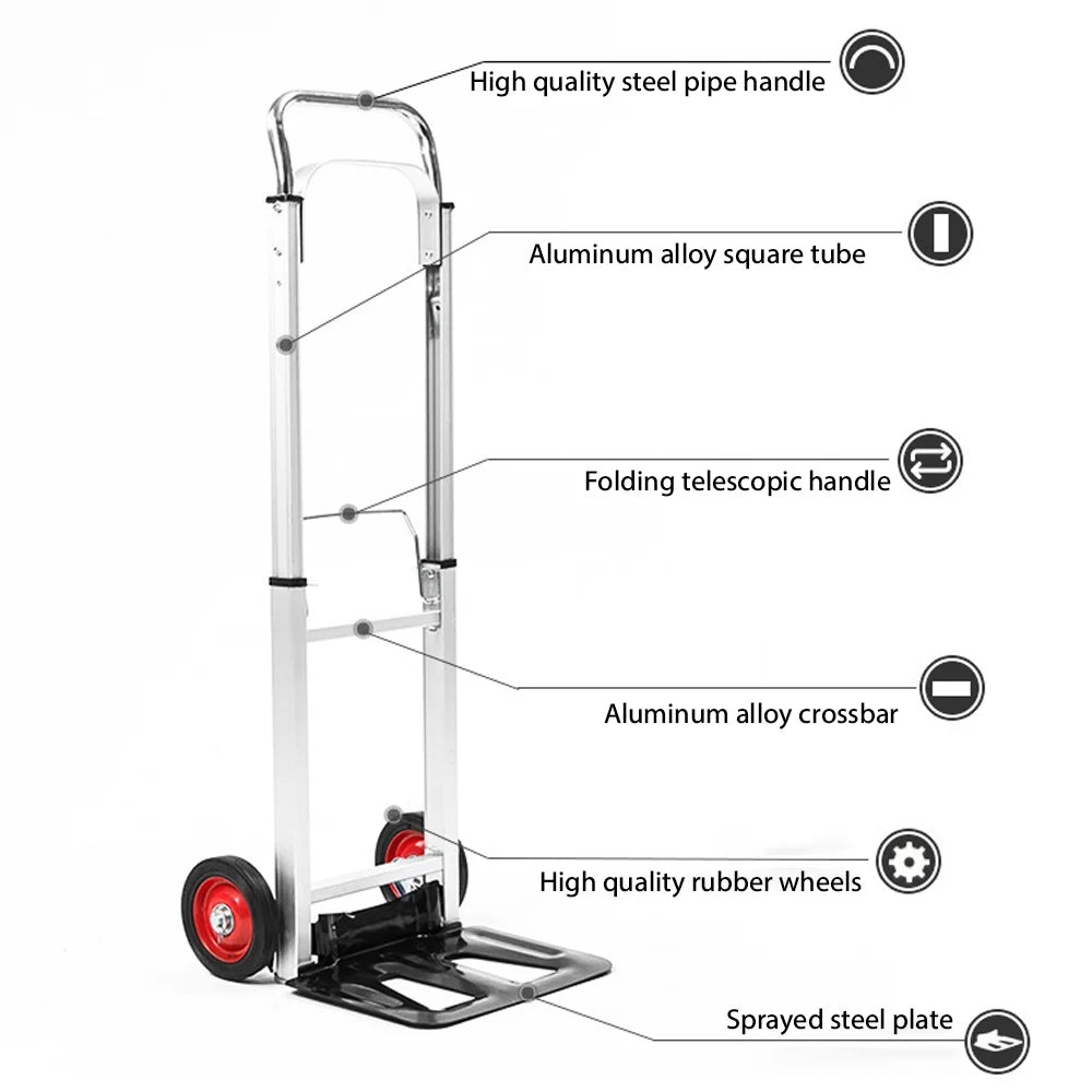 Wheel Trolley folding luggage trolley Folding Hand Truck Barrow Cart Travel Luggage Shopping Cart Portable Home Cart