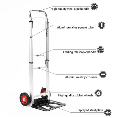 Wheel Trolley folding luggage trolley Folding Hand Truck Barrow Cart Travel Luggage Shopping Cart Portable Home Cart
