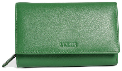 SADDLER PAULA Handmade Leather Trifold Purse – RFID Protected | 8 Card Slots, ID Window & Rear Zip Pocket | Gift Boxed
