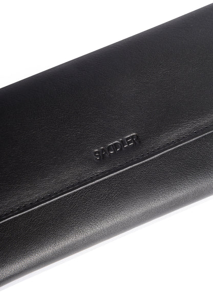 SADDLER CLAIRE Long Leather Trifold Purse - 18 Card Slots, Dual Zip Pockets, and Note Sections - RFID Protected