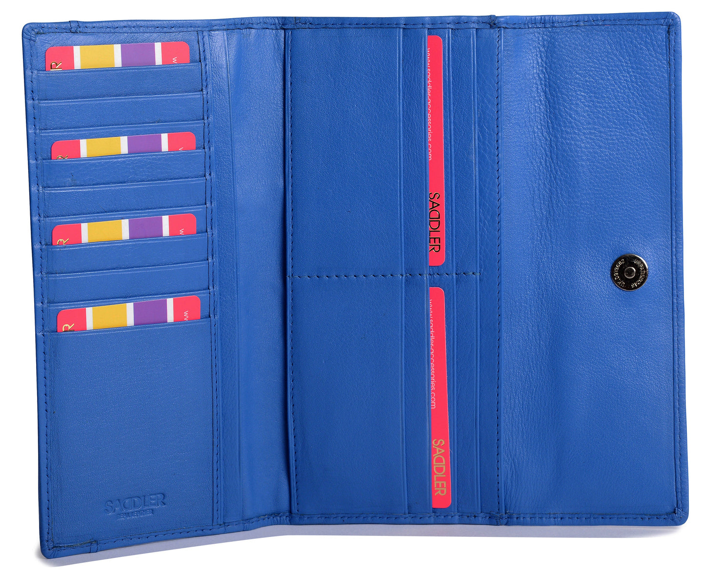 SADDLER CLAIRE Long Leather Trifold Purse - 18 Card Slots, Dual Zip Pockets, and Note Sections - RFID Protected
