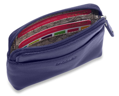 Compact Leather Zip-Top Purse "Pia" – Handmade by Saddler | RFID Protected & Gift Boxed | Multi-Functional Card, Coin & Key Holder