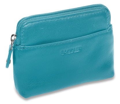 Compact Leather Zip-Top Purse "Pia" – Handmade by Saddler | RFID Protected & Gift Boxed | Multi-Functional Card, Coin & Key Holder