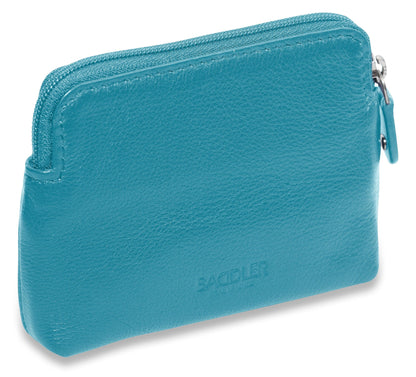 Compact Leather Zip-Top Purse "Pia" – Handmade by Saddler | RFID Protected & Gift Boxed | Multi-Functional Card, Coin & Key Holder