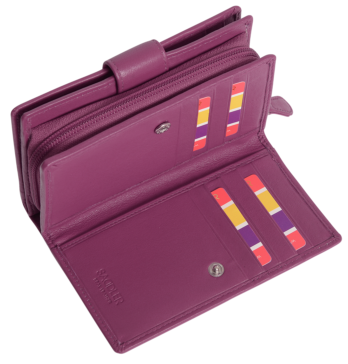 SADDLER GEORGIE Leather Double-Sided Purse - 13 Card Slots, Generous Space for Notes and Coins - RFID Protected