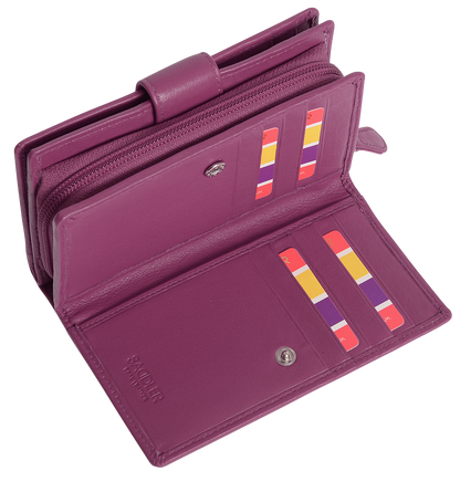 SADDLER GEORGIE Leather Double-Sided Purse - 13 Card Slots, Generous Space for Notes and Coins - RFID Protected