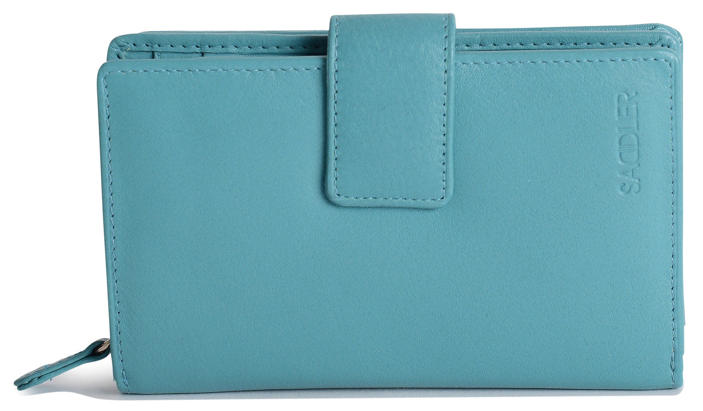 SADDLER GEORGIE Leather Double-Sided Purse - 13 Card Slots, Generous Space for Notes and Coins - RFID Protected