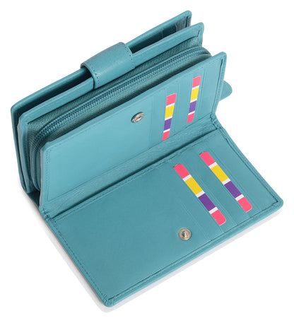 SADDLER GEORGIE Leather Double-Sided Purse - 13 Card Slots, Generous Space for Notes and Coins - RFID Protected