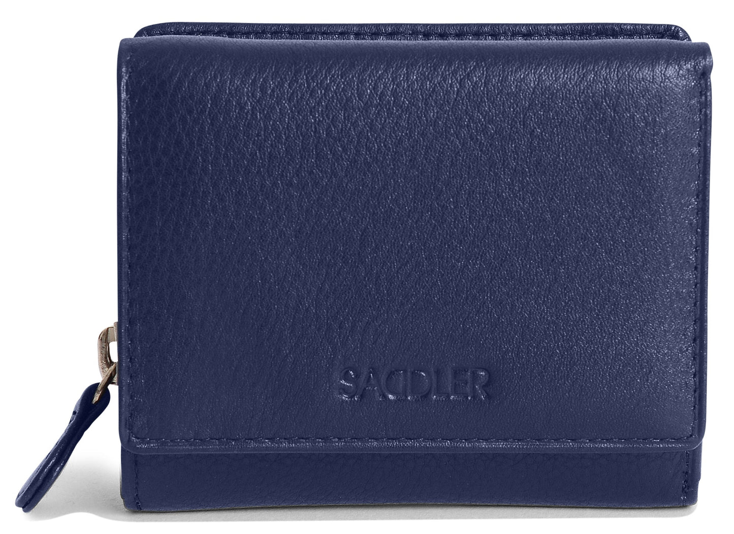 SADDLER CARLA Handmade Leather Compact Trifold Purse – RFID Protected | 5 Card Slots, ID Window & Zipped Coin Pocket | Gift Boxed