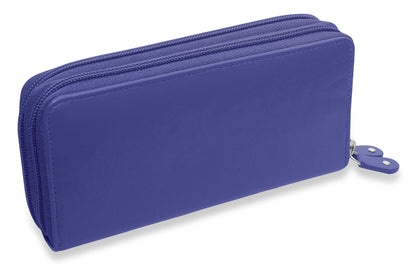 SADDLER GABRIELLA Leather Double Zip Around Purse - 8 Card Slots, Phone Pocket, and Coin Purse - RFID Protected