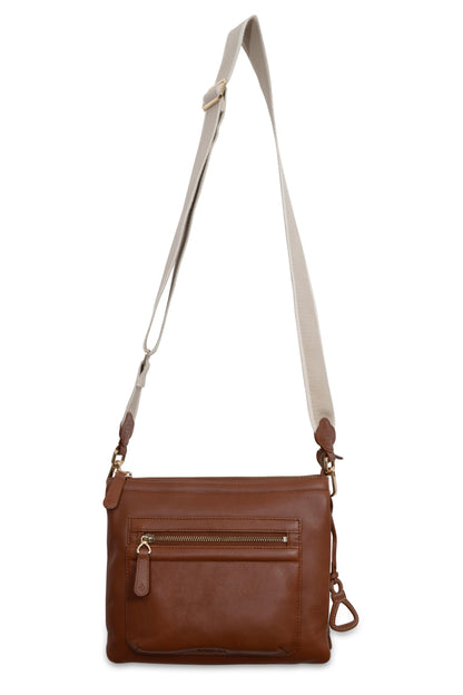 Ellen Leather 3-Section Zip-Top Crossbody bag  - Handmade by Saddler