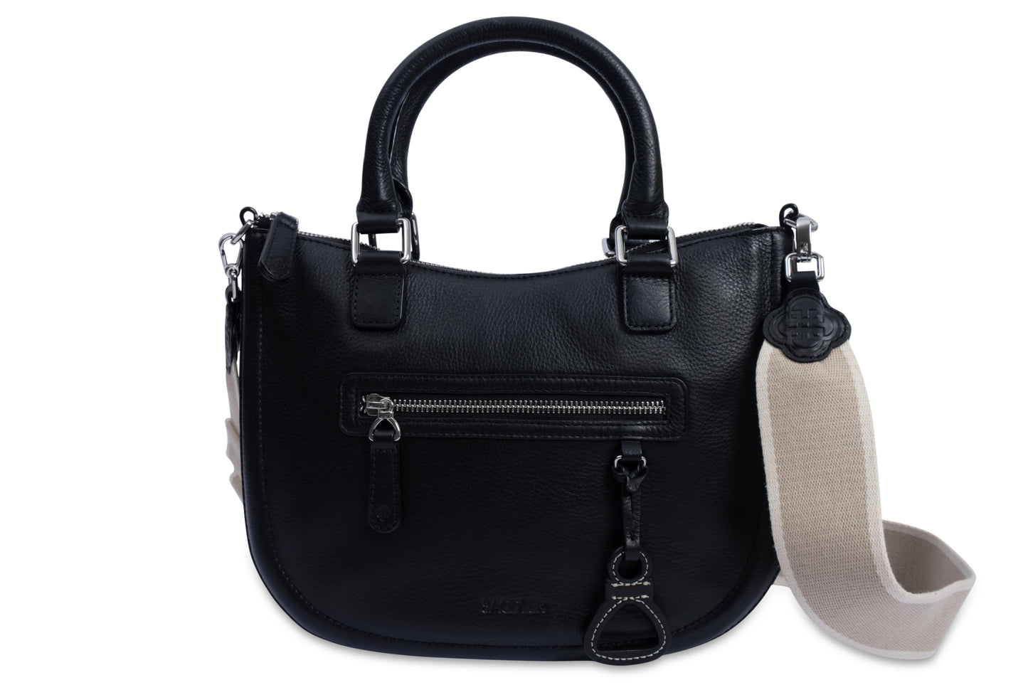 Chloe Leather Twin-Handle Handbag with Crossbody Strap - Handmade by Saddler