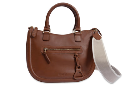 Chloe Leather Twin-Handle Handbag with Crossbody Strap - Handmade by Saddler
