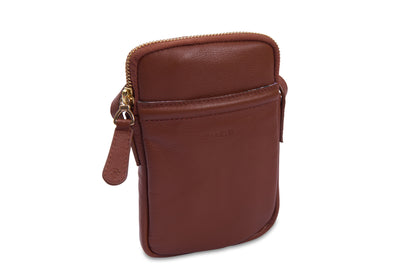 SADDLER "Margot" Real Leather Crossbody Zip Top RFID Phone Pouch - Gift Boxed