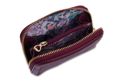 SADDLER "Annabelle" 2 Section RFID Real Leather Zip Top Coin Purse (Gift Boxed)