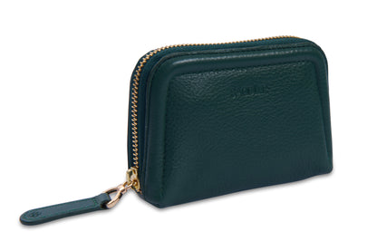 SADDLER "Annabelle" 2 Section RFID Real Leather Zip Top Coin Purse (Gift Boxed)