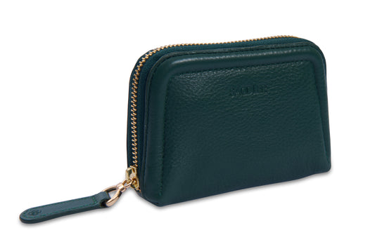 SADDLER "Annabelle" 2 Section RFID Real Leather Zip Top Coin Purse (Gift Boxed)