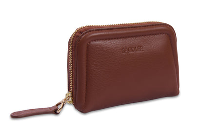 SADDLER "Annabelle" 2 Section RFID Real Leather Zip Top Coin Purse (Gift Boxed)