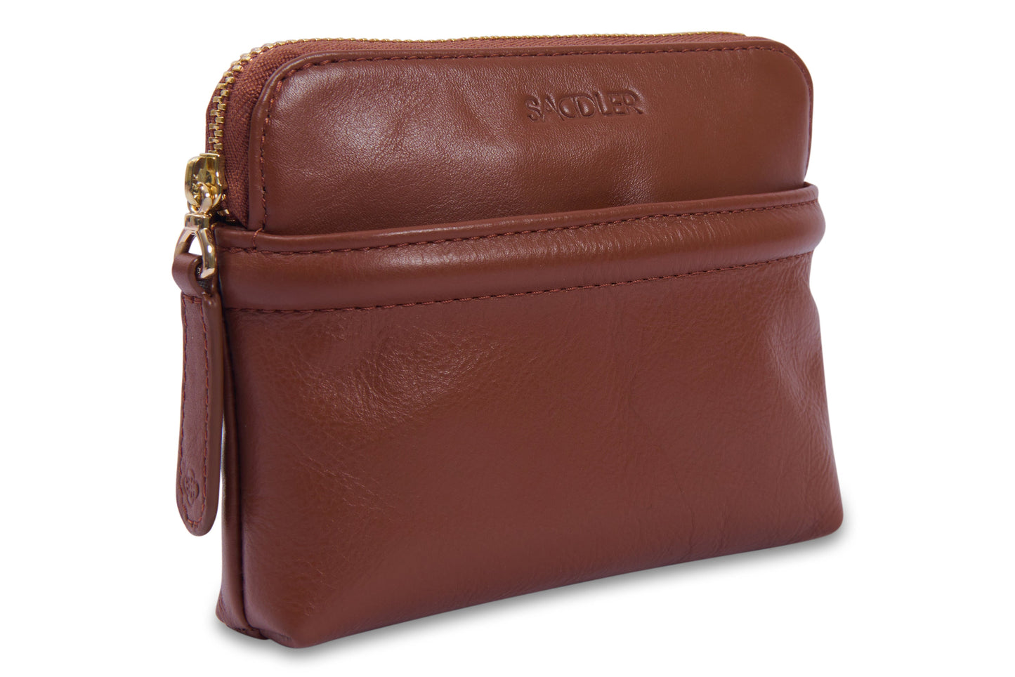 SADDLER "Louisa" RFID Real Leather Zipped Organiser and Cosmetic Pouch (Gift Boxed)