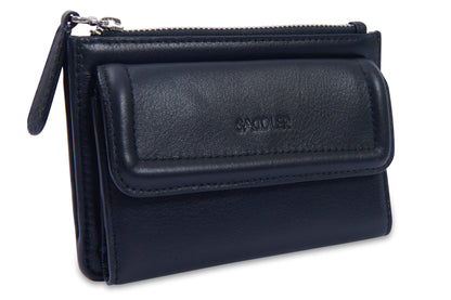 SADDLER "Marion" Bifold Real Leather Card Wallet with Zip Top Coin Purse (Gift Boxed)