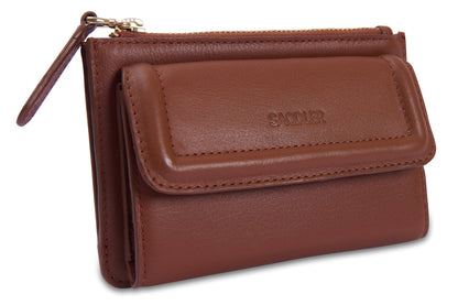 SADDLER "Marion" Bifold Real Leather Card Wallet with Zip Top Coin Purse (Gift Boxed)