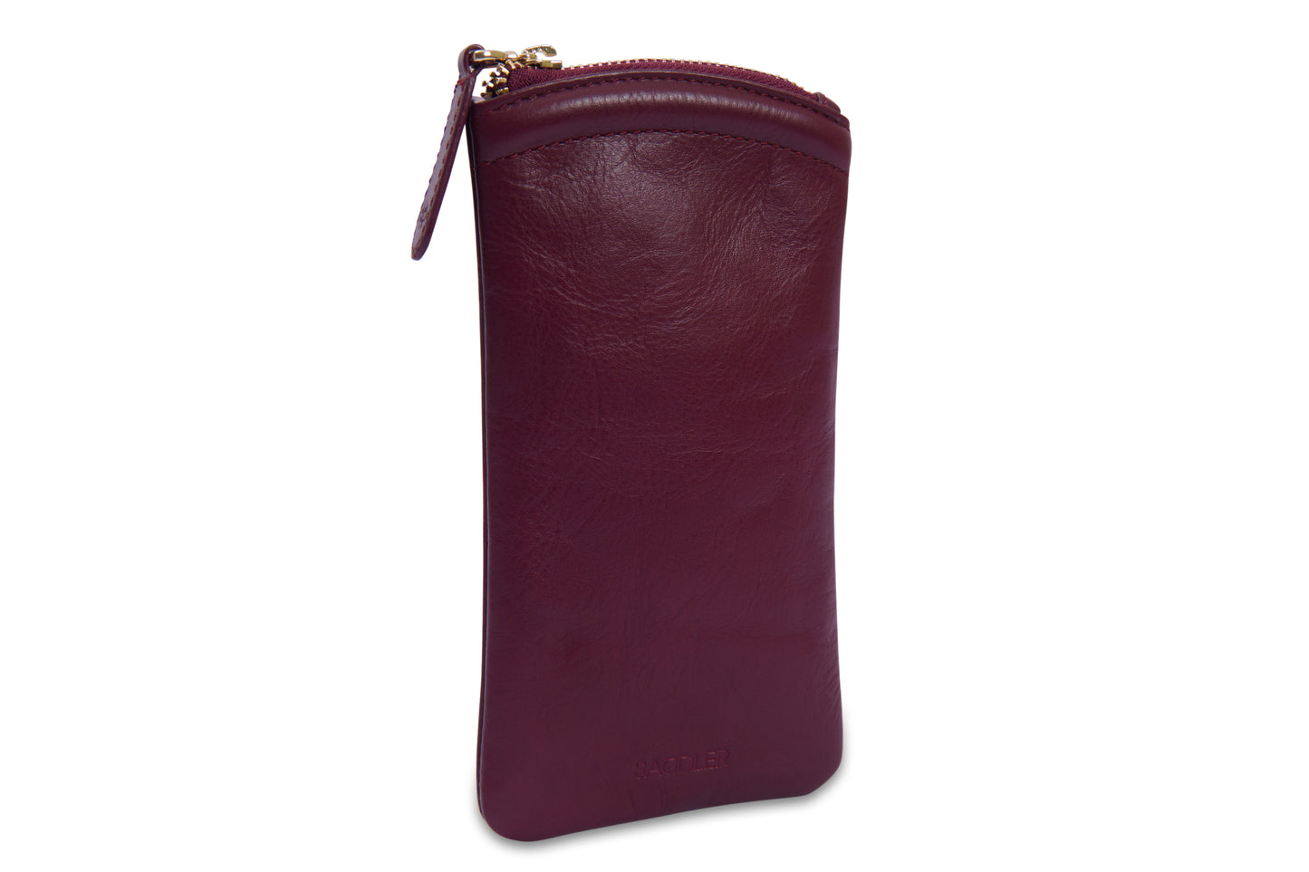 SADDLER "Mabel" Zip Top Real Leather Glasses Case with Card Holder (Gift Boxed)