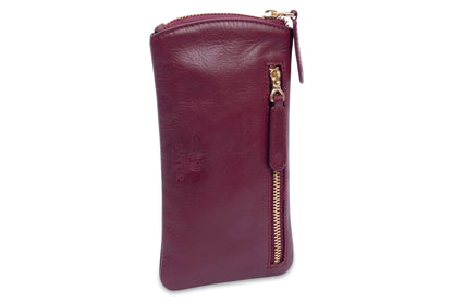 SADDLER "Mabel" Zip Top Real Leather Glasses Case with Card Holder (Gift Boxed)