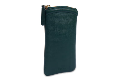 SADDLER "Mabel" Zip Top Real Leather Glasses Case with Card Holder (Gift Boxed)