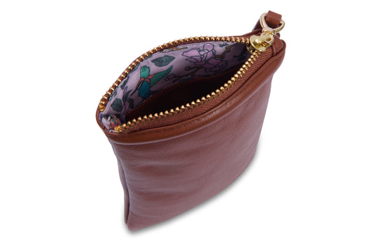 SADDLER "Mabel" Zip Top Real Leather Glasses Case with Card Holder (Gift Boxed)