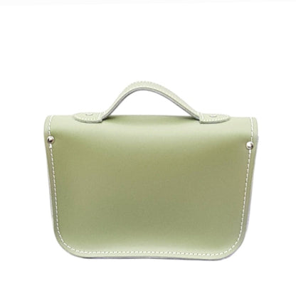 Leather Midi Satchel -  Sage Green