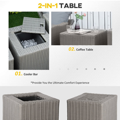 5-Pieces Outdoor PE Rattan Garden Furniture with Cushions