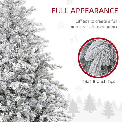 6ft Christmas Tree Artificial - White Frosted Green with LED Lights Warm White 1321 Tips
