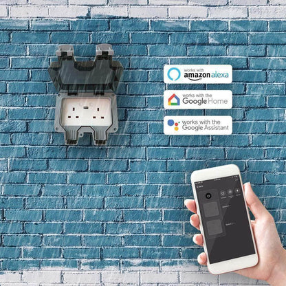 Smart WiFi Waterproof Outdoor Double UK Plug Socket + USB
