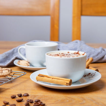 320ml White China Cappuccino Cups & Saucers - 6 Sets