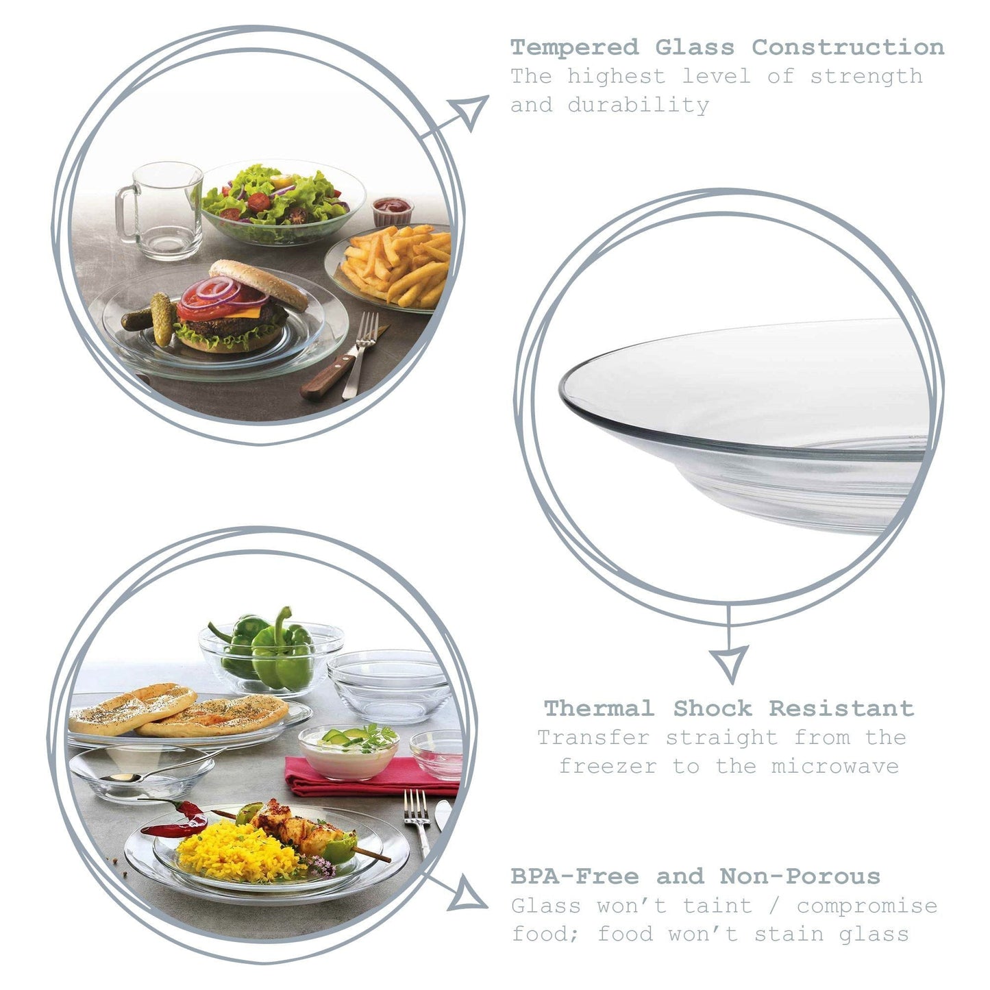 23cm Clear Lys Glass Soup Bowls - Pack of Six