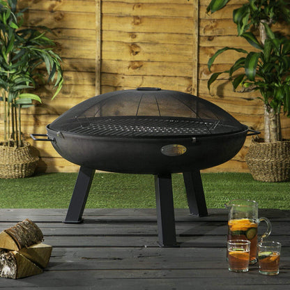 3pc Round Fire Pit, Grill and Dome Set