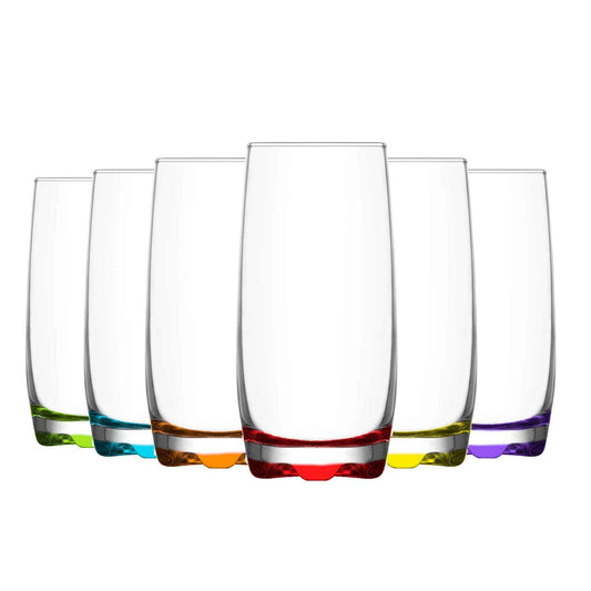 390ml Coloured Adora Premium Highball Glasses - Pack of Six