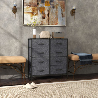 HOMCOM 8 Drawer Fabric Chest of Drawers w/ Wooden Top for Hallway