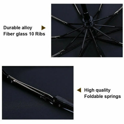 10 Ribs Portable Strong Frame Umbrella Strong Windproof Automatic Open Close Folding Umbrella Compact Travel for Men Women