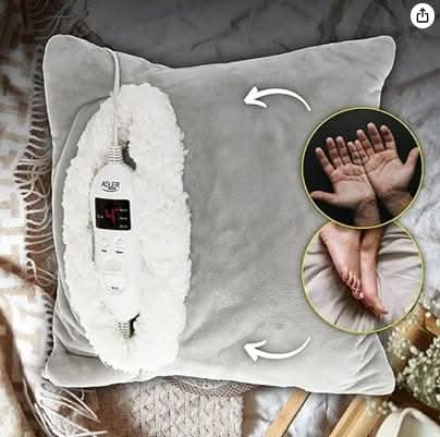 Grey Heated Fleece Pillow