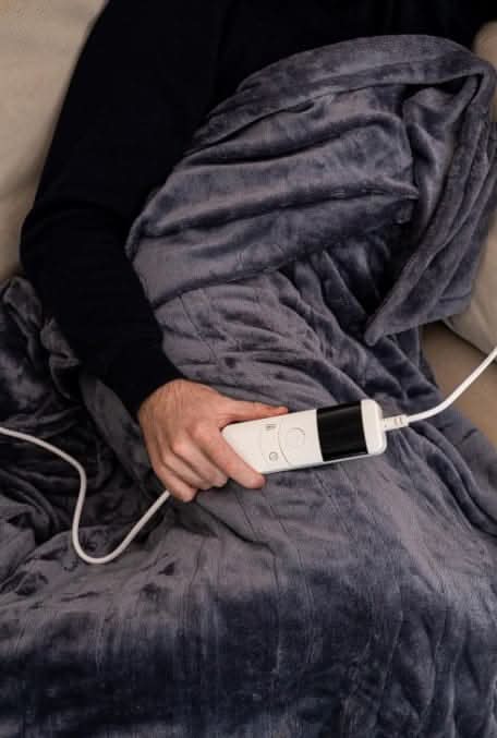 Grey Heated Electric Throw Blanket