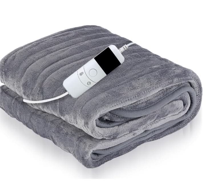 Grey Heated Electric Throw Blanket