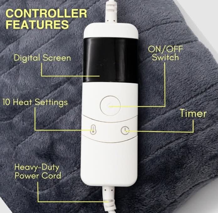 Grey Heated Electric Throw Blanket