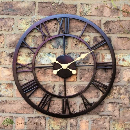 Black Garden Clock Roman Numerals - 50cm