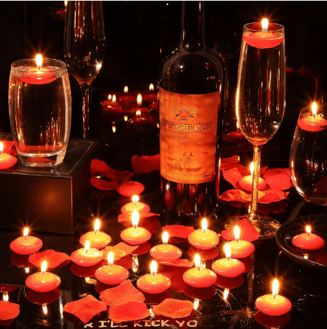 Set of 6 Red Floating Candles