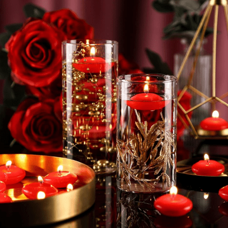 Set of 6 Red Floating Candles